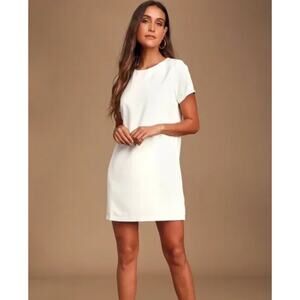 Lulus Dress Womens Medium White Shift‎ and Shout Shift Mini Bridal